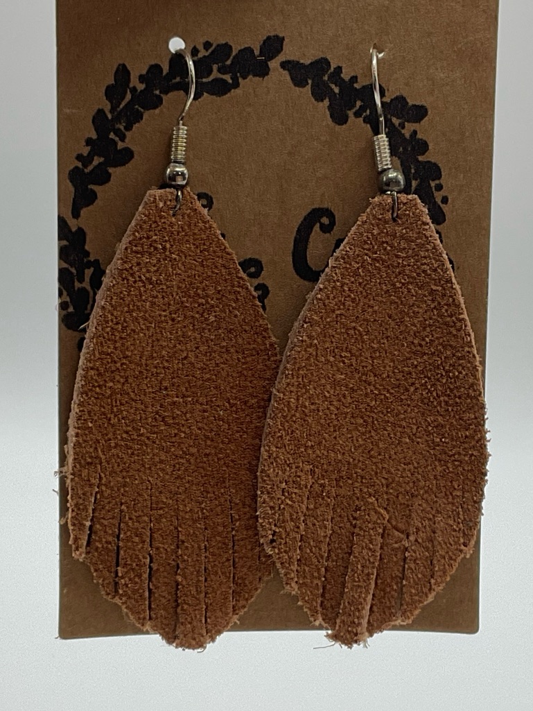 Brown Suede Teardrop Fringe Earrings Women Jewelry